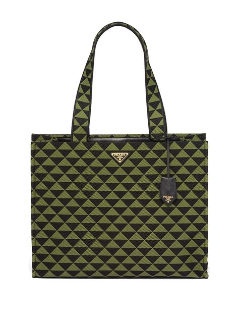 Prada Symbole embroidered jacquard fabric tote bag